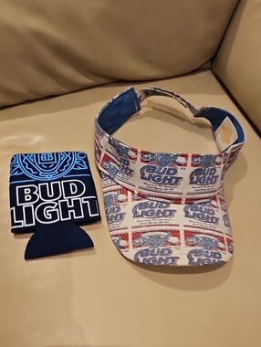 Bud Light White/Blue Logo Visor - Men's Sun Hat